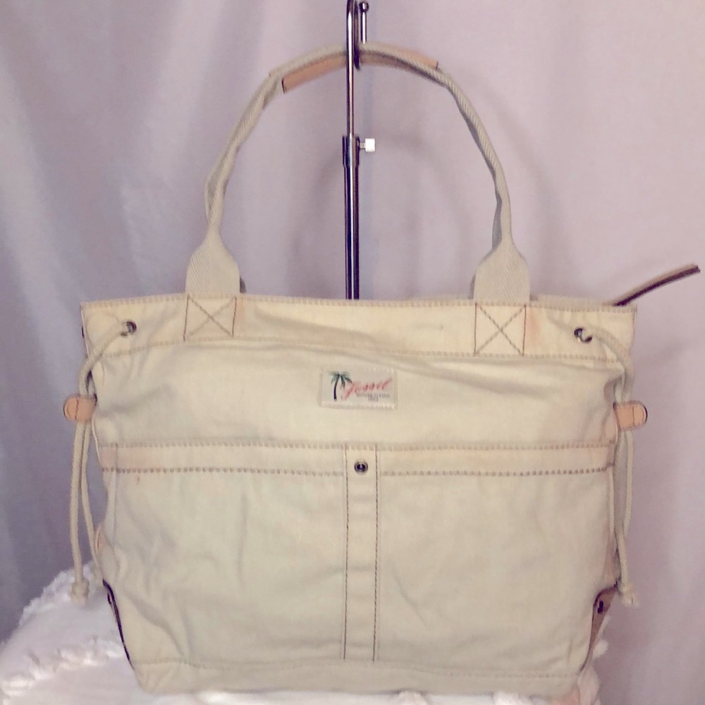 FOSSIL Y2K Vintage cotton tote bag. Floral print inside.